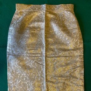 Chinese golden Silk embroiled vintage handmade Skirt XS 14” waist